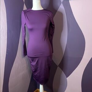 Elegant Purple Long Sleeve Dress